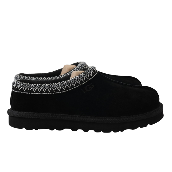 UGG Women's Tasman II 1174470-BLK Black Suede Sheepskin Slip-On Slipper Mule with Signature UGGbraid Collar, 17mm Sheepskin Lining, Cushioned Footbed and Lightweight Sugarcane EVA Outsole