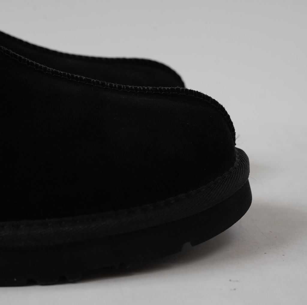 UGG Women's Tasman II 1174470-BLK Black Suede Sheepskin Slip-On Slipper Mule with Signature UGGbraid Collar, 17mm Sheepskin Lining, Cushioned Footbed and Lightweight Sugarcane EVA Outsole