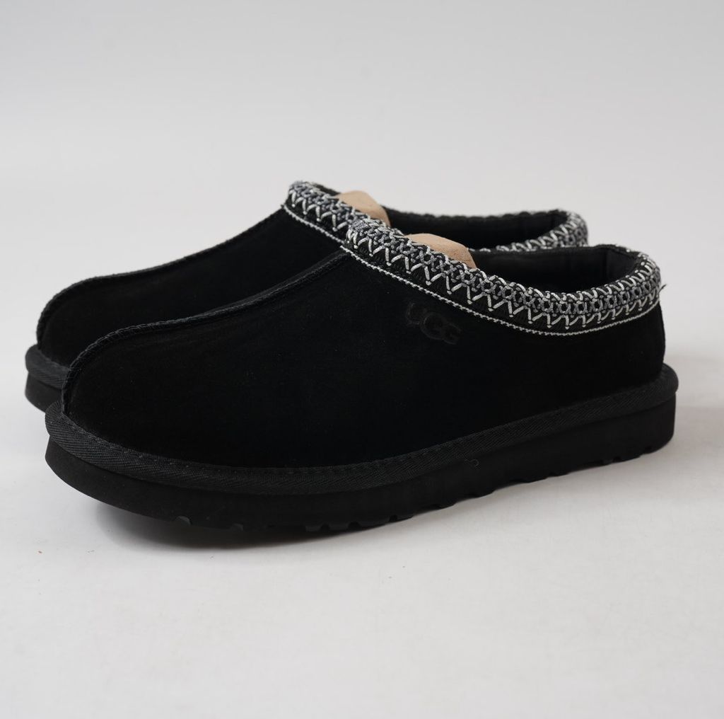 UGG Women's Tasman II 1174470-BLK Black Suede Sheepskin Slip-On Slipper Mule with Signature UGGbraid Collar, 17mm Sheepskin Lining, Cushioned Footbed and Lightweight Sugarcane EVA Outsole