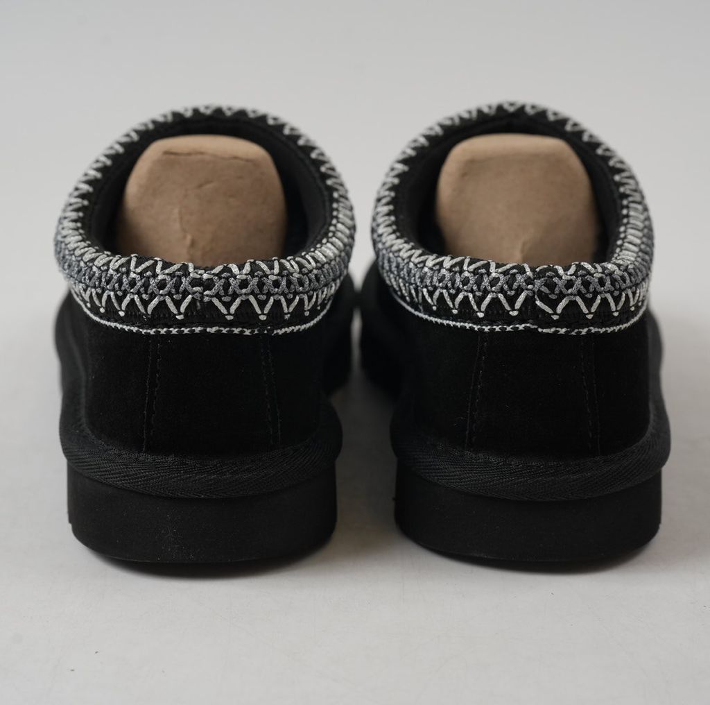 UGG Women's Tasman II 1174470-BLK Black Suede Sheepskin Slip-On Slipper Mule with Signature UGGbraid Collar, 17mm Sheepskin Lining, Cushioned Footbed and Lightweight Sugarcane EVA Outsole