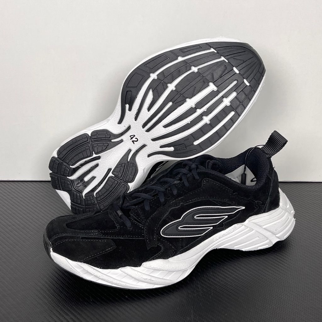 Balenciaga Monday Suede 825418-WMNSS-1000 Black White Men's Low-Top Sneakers with Black Suede and Technical Textile Upper, 3B Sports Logo Side Detail, Lace-Up Closure, Rear Pull Tab and Sculpted White Rubber Sole