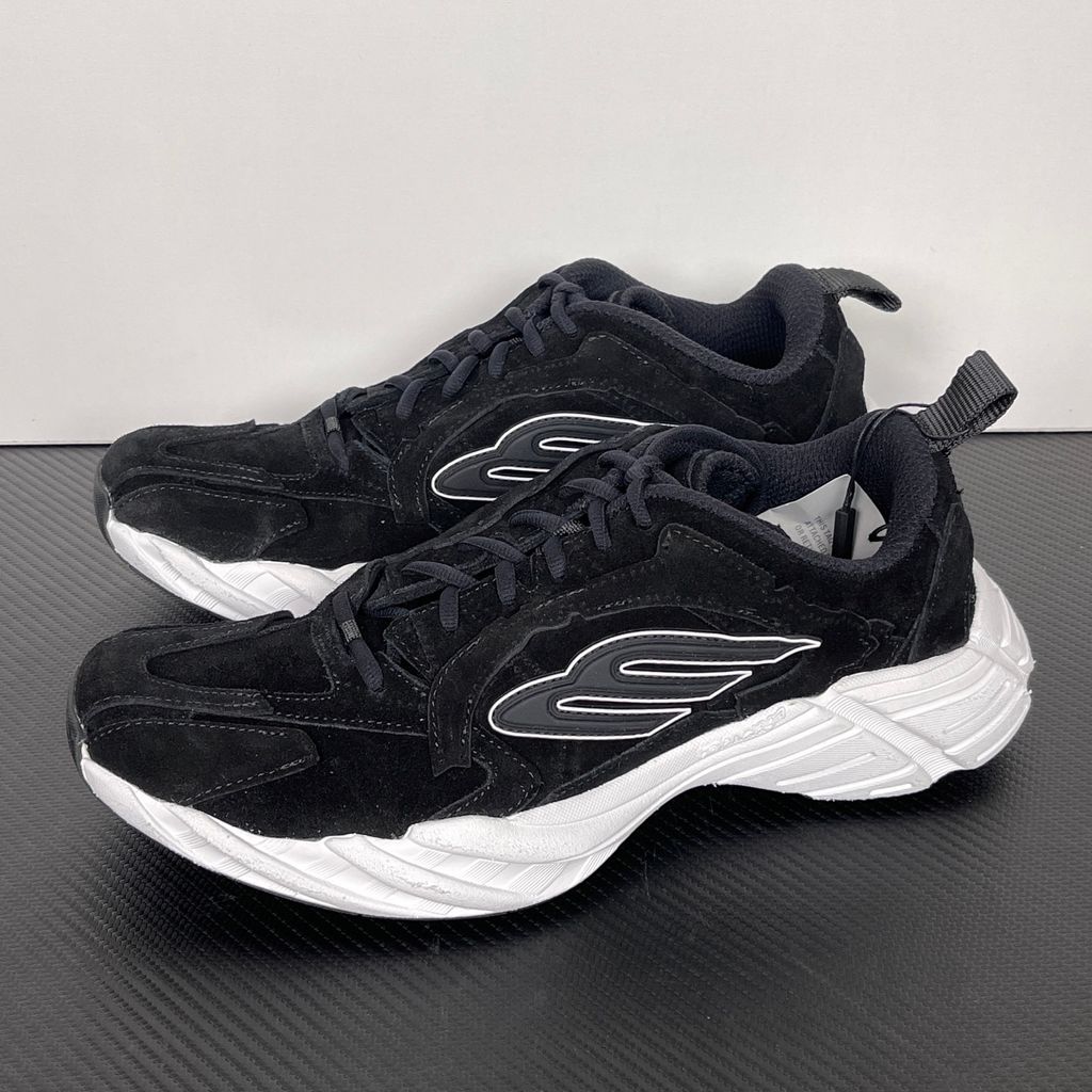 Balenciaga Monday Suede 825418-WMNSS-1000 Black White Men's Low-Top Sneakers with Black Suede and Technical Textile Upper, 3B Sports Logo Side Detail, Lace-Up Closure, Rear Pull Tab and Sculpted White Rubber Sole