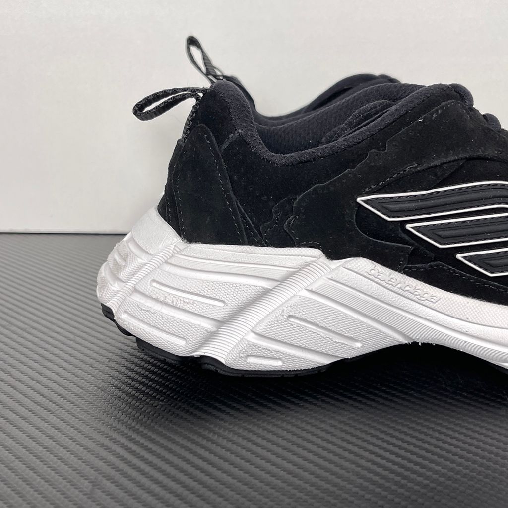 Balenciaga Monday Suede 825418-WMNSS-1000 Black White Men's Low-Top Sneakers with Black Suede and Technical Textile Upper, 3B Sports Logo Side Detail, Lace-Up Closure, Rear Pull Tab and Sculpted White Rubber Sole