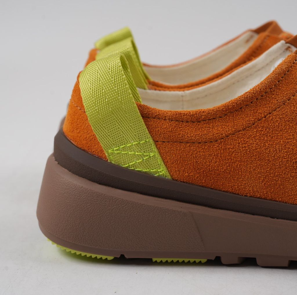 UGG Men's Tasman Outpost 1179050-ATMN Autumn Sepia Orange Waterproof Suede Slip-On Clog with Elastic Toggle Lacing, 17mm UGGplush Wool Blend Lining, Sugarcane EVA Midsole, White Spider Rubber Outsole and Lime Green Heel Pull Tabs