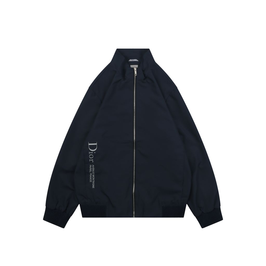 Christian Dior side slogan embroidered high collar jacket technical fabric zip outerwear ribbed cuffs hem structured jacket sizes M-3XL