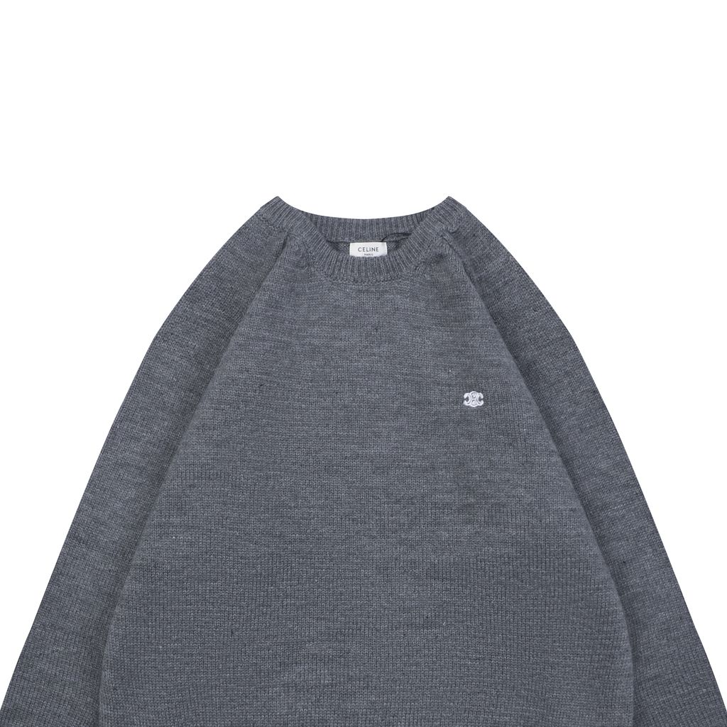 CELINE Triomphe back letter crew neck sweater blended knit relaxed fit seamless computerized knit pullover sizes S-XL