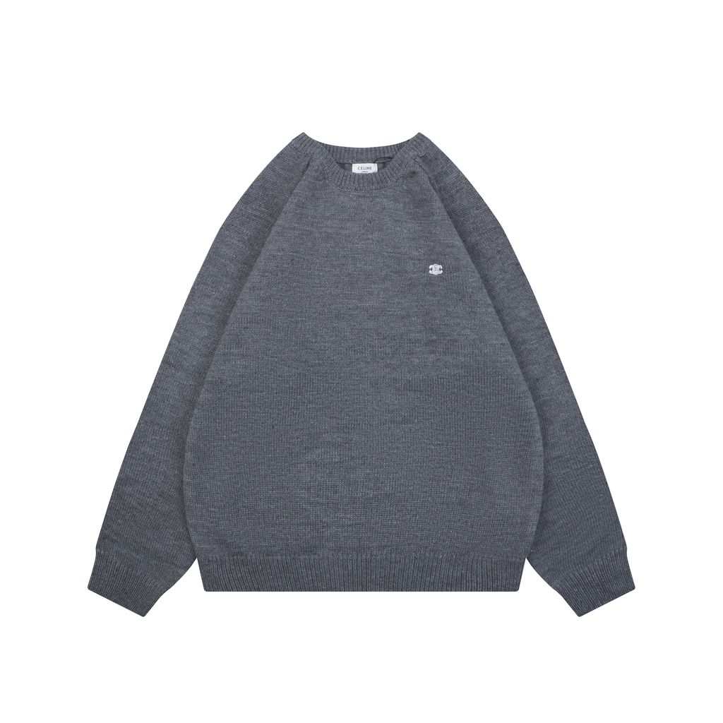CELINE Triomphe back letter crew neck sweater blended knit relaxed fit seamless computerized knit pullover sizes S-XL