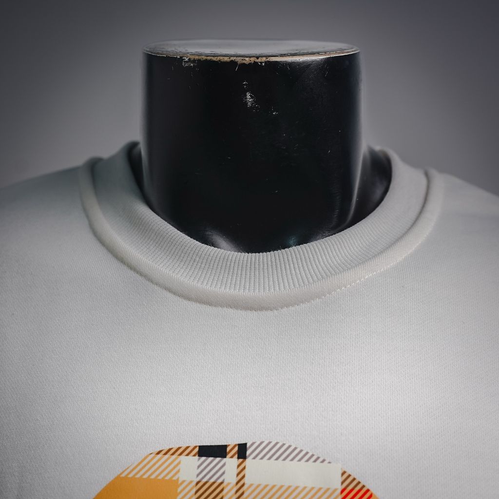 BAPE Ape Head 26SS plaid letter print crew neck sweatshirt white streetwear pullover sizes M-XXL