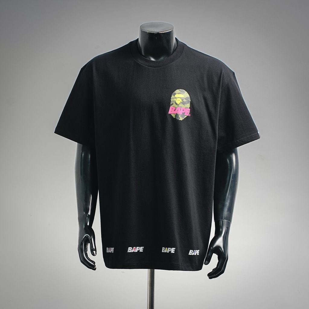 BAPE 26SS reflective letter triple Ape Head camo T-shirt black 260g combed cotton graphic unisex streetwear tee sizes M-XXL