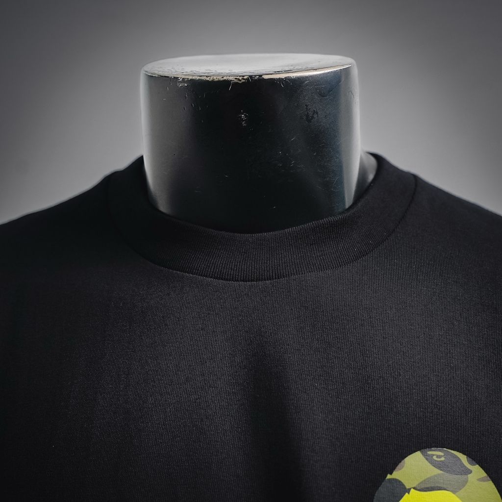 BAPE 26SS reflective letter triple Ape Head camo T-shirt black 260g combed cotton graphic unisex streetwear tee sizes M-XXL