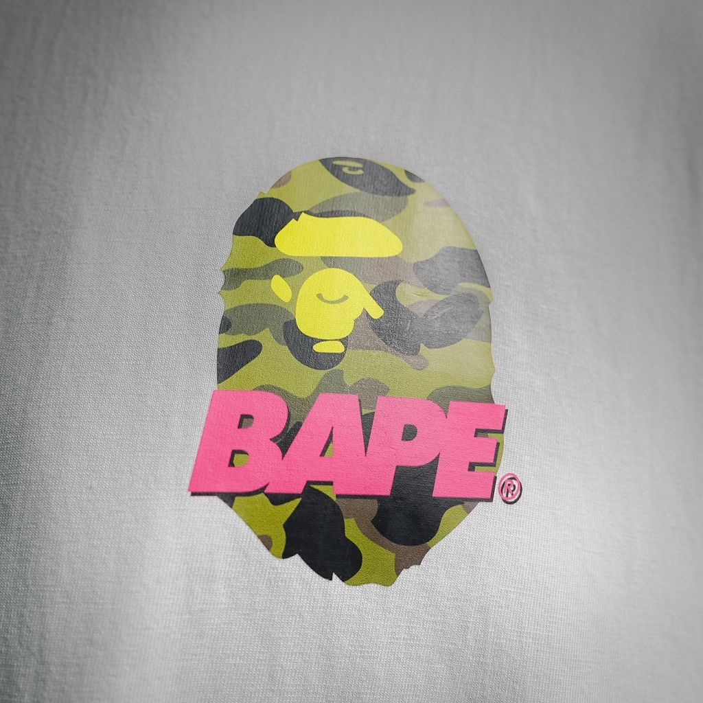 BAPE 26SS reflective letter triple Ape Head camo T-shirt white 260g combed cotton graphic unisex streetwear tee sizes M-XXL
