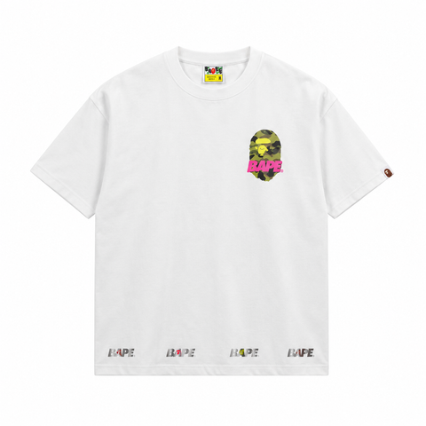 BAPE 26SS reflective letter triple Ape Head camo T-shirt white 260g combed cotton graphic unisex streetwear tee sizes M-XXL