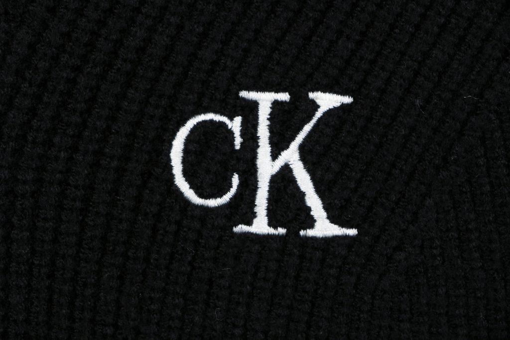 Calvin Klein CK small logo high collar knit jacket black blended knit relaxed fit seamless computerized knitting outerwear sizes S-XL