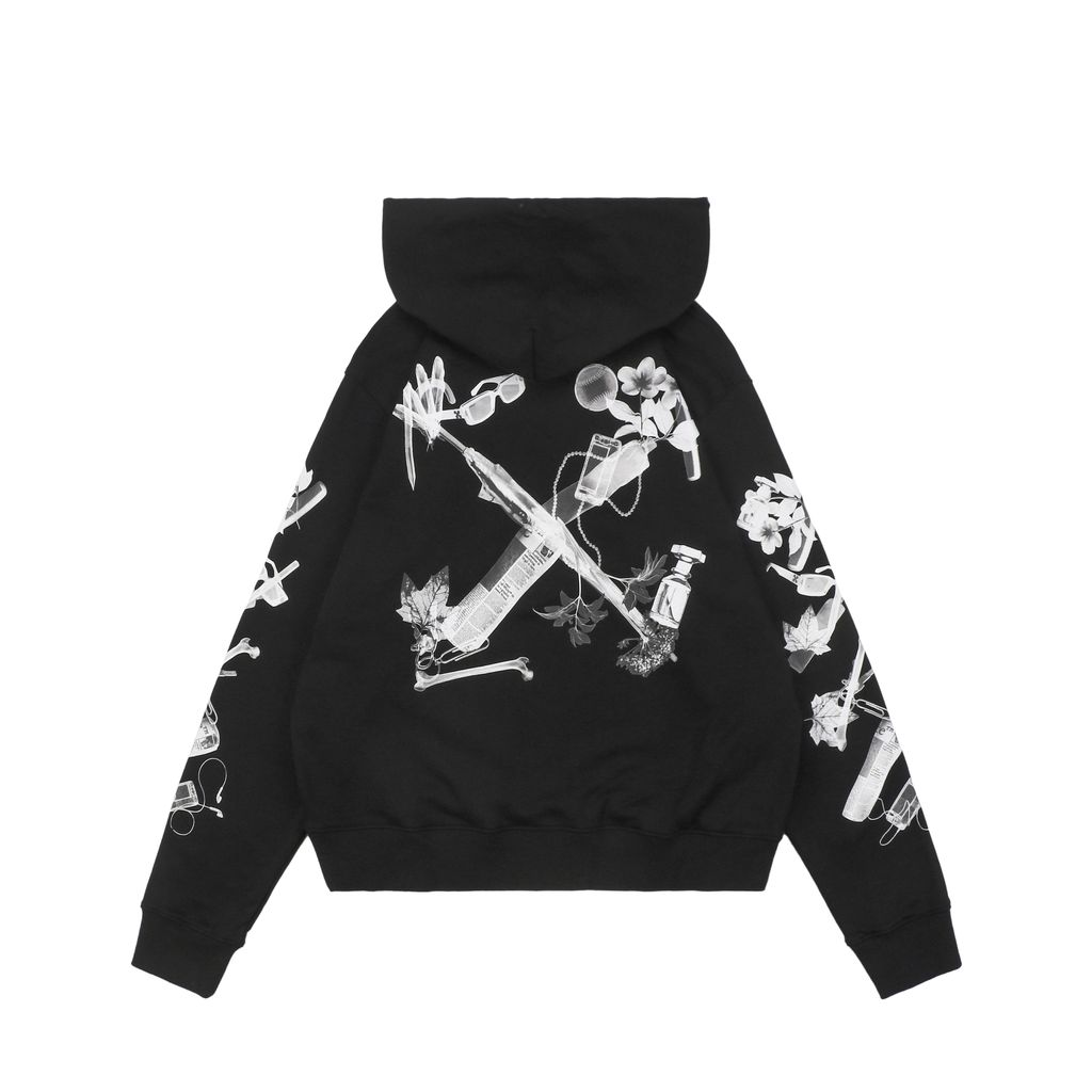 Off White digital headphone arrow print hoodie 400g cotton loopback fabric Mimaki graphic pullover custom dyed ribbing sizes XS-L