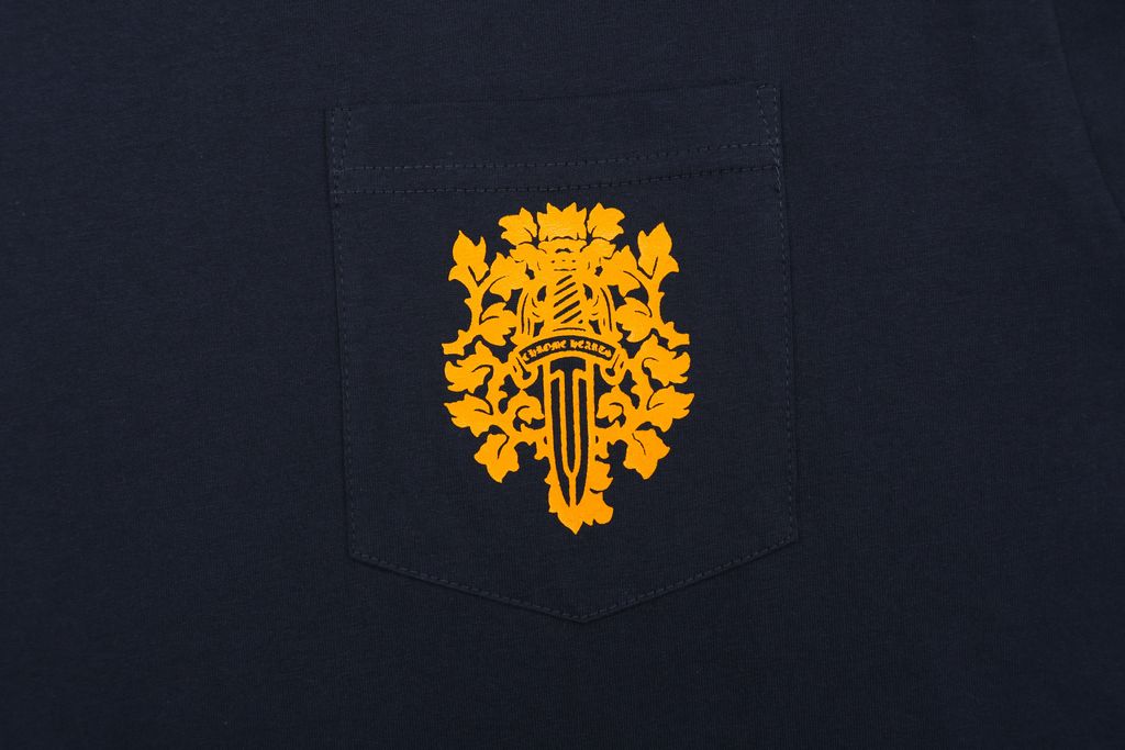 Chrome Hearts cross vine sword print long sleeve T-shirt navy 220g brushed cotton relaxed unisex graphic tee sizes S-L
