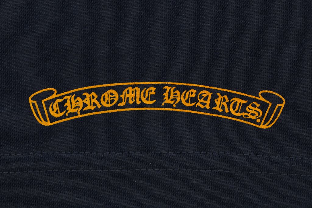 Chrome Hearts cross vine sword print long sleeve T-shirt navy 220g brushed cotton relaxed unisex graphic tee sizes S-L