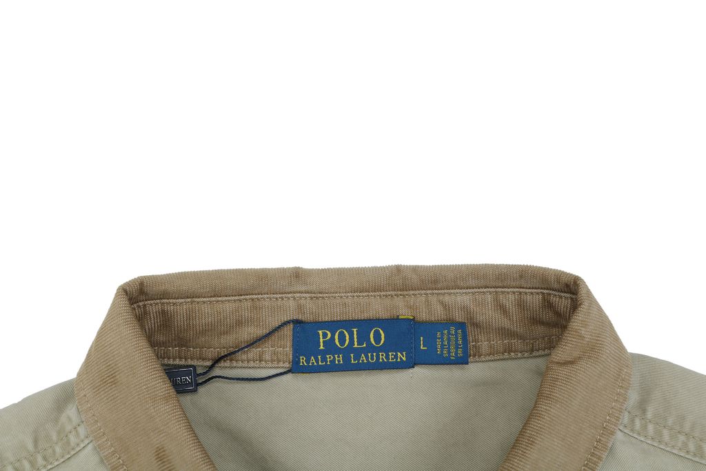 Ralph Lauren Pony logo two pocket contrast collar shirt jacket embroidered chest logo custom dyed washed fabric relaxed overshirt sizes L-3XL