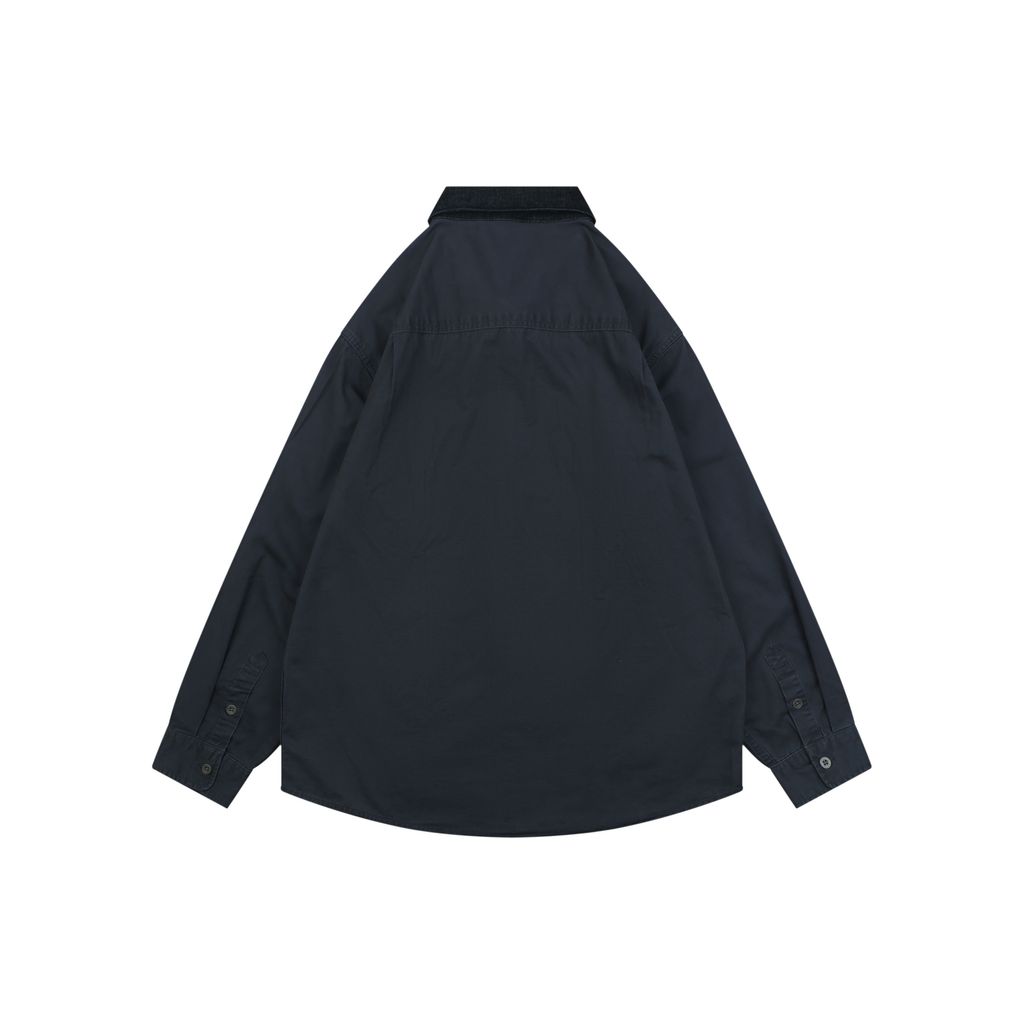 Ralph Lauren Pony logo two pocket contrast collar shirt jacket black embroidered chest logo custom dyed washed fabric relaxed overshirt sizes L-3XL