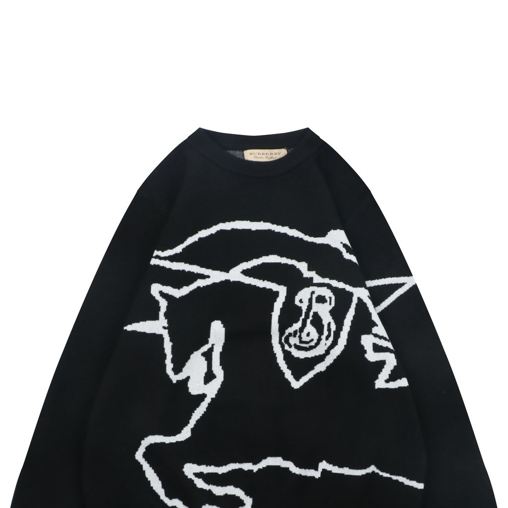 Burberry line Equestrian Knight crew neck sweater blended knit relaxed fit computerized flat knit pullover sizes S-XL