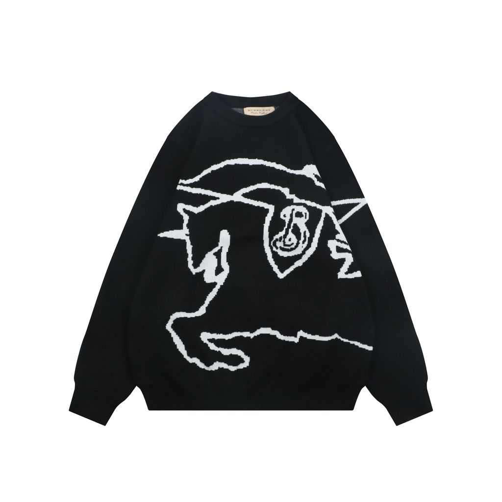 Burberry line Equestrian Knight crew neck sweater blended knit relaxed fit computerized flat knit pullover sizes S-XL
