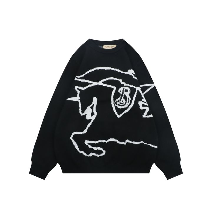 Burberry line Equestrian Knight crew neck sweater blended knit relaxed fit computerized flat knit pullover sizes S-XL