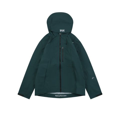 Helly Hansen ODIN side zip hooded softshell jacket green four way stretch grid fleece articulated sleeves adjustable helmet compatible hood sizes S-3XL