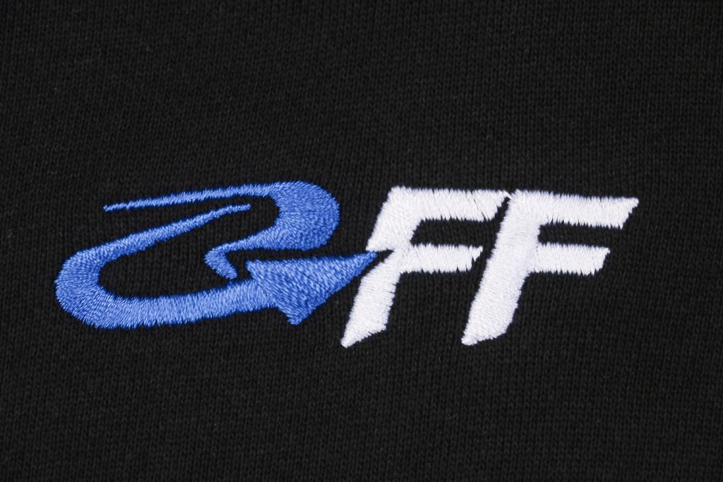 Off White OFF blue arrow globe print hoodie 400g cotton loopback fabric Mimaki graphic pullover custom dyed ribbing sizes XS-L
