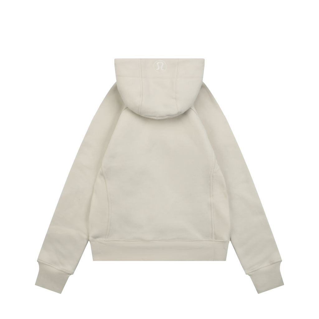Scuba fitted yoga hooded jacket bone white brushed cotton blend full zip activewear contoured waist ribbed side panels thumbholes sizes 4-10
