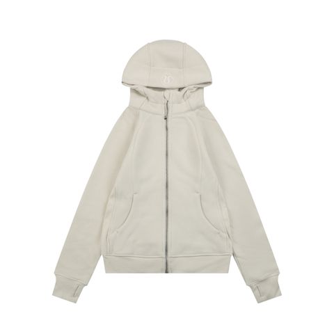 Scuba fitted yoga hooded jacket bone white brushed cotton blend full zip activewear contoured waist ribbed side panels thumbholes sizes 4-10