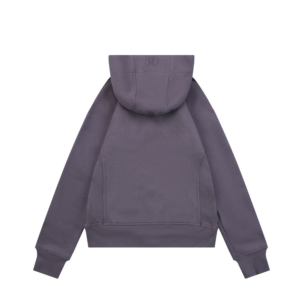 Scuba fitted yoga hooded jacket Purple Grey brushed cotton blend full zip activewear contoured waist ribbed side panels thumbholes sizes 4-10