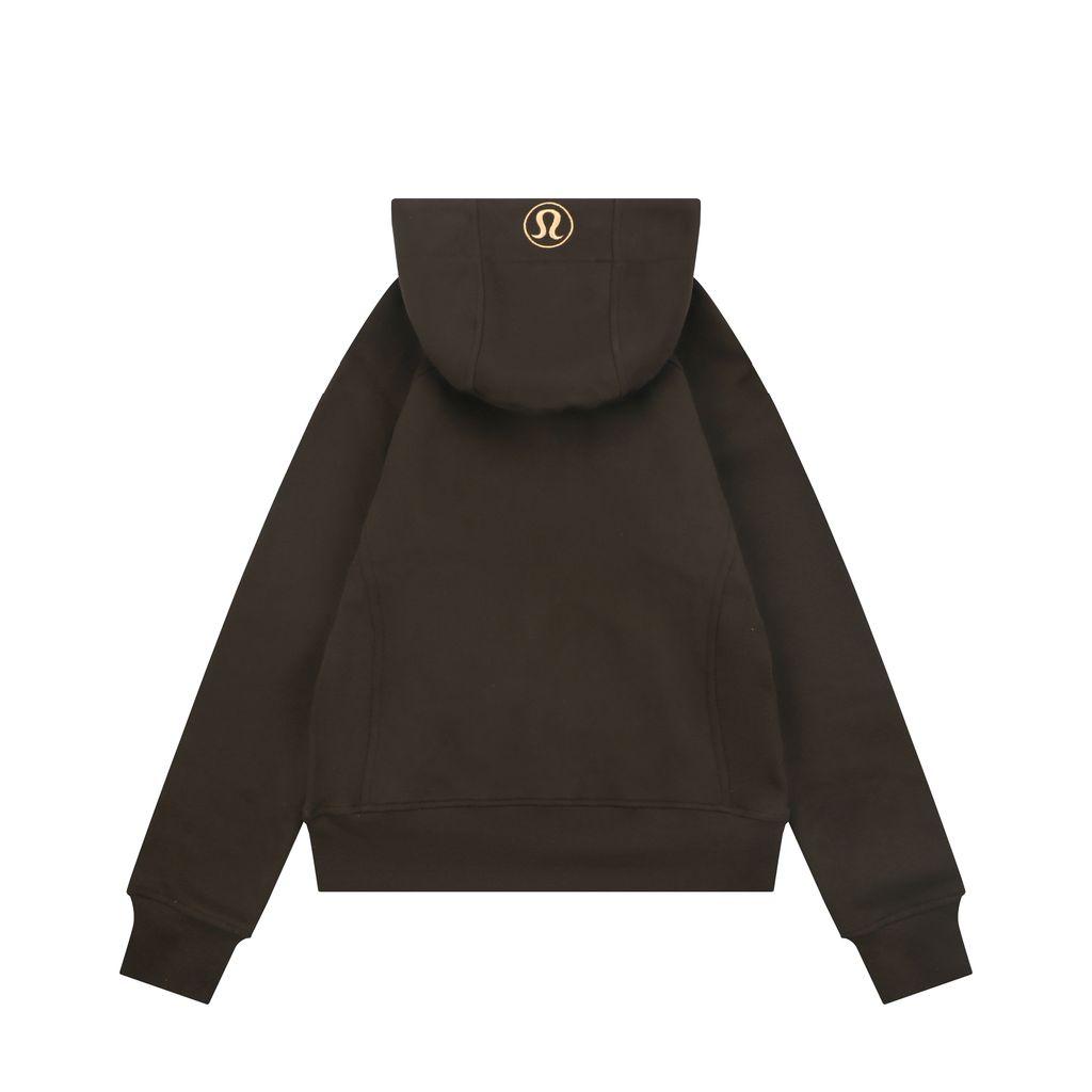 Scuba Fitted Yoga Hooded Jacket Brown Gold Label | Brushed Cotton-Blend Full-Zip Activewear
