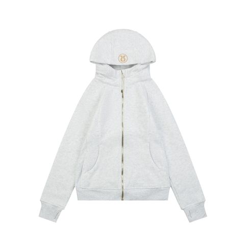 Scuba fitted yoga hooded jacket light grey gold label brushed cotton blend full zip activewear contoured waist ribbed side panels thumbholes sizes 4-10