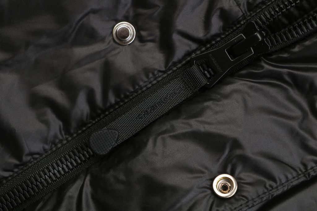 Burberry Equestrian Knight sleeve square patch hooded down jacket nylon twill lightweight puffer two way zipper zip pockets elastic cuffs sizes S-XXL