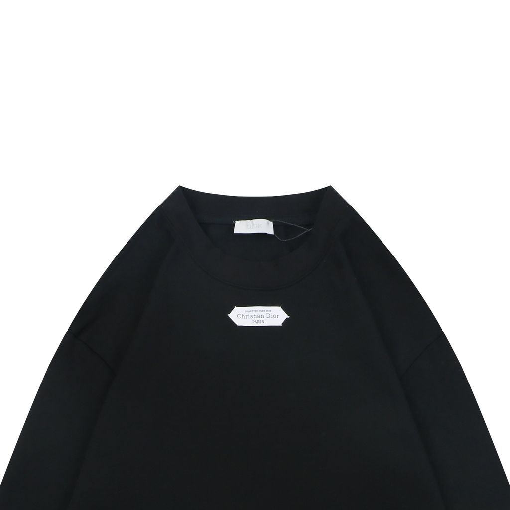 Christian Dior CD chest label long sleeve T-shirt heavyweight fabric relaxed drop shoulder crew neck ribbed cuffs reactive dye streetwear tee sizes S-XL