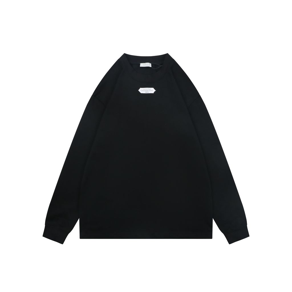 Christian Dior CD chest label long sleeve T-shirt heavyweight fabric relaxed drop shoulder crew neck ribbed cuffs reactive dye streetwear tee sizes S-XL