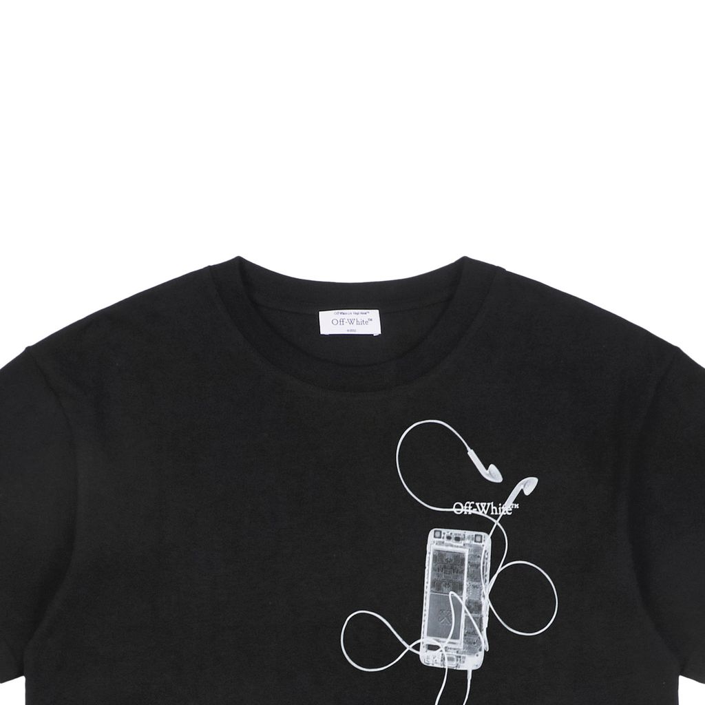 Off White digital headphone arrow print T-shirt 240g 100 cotton jersey oversized streetwear tee Mimaki graphic woven neck label sizes XS-L