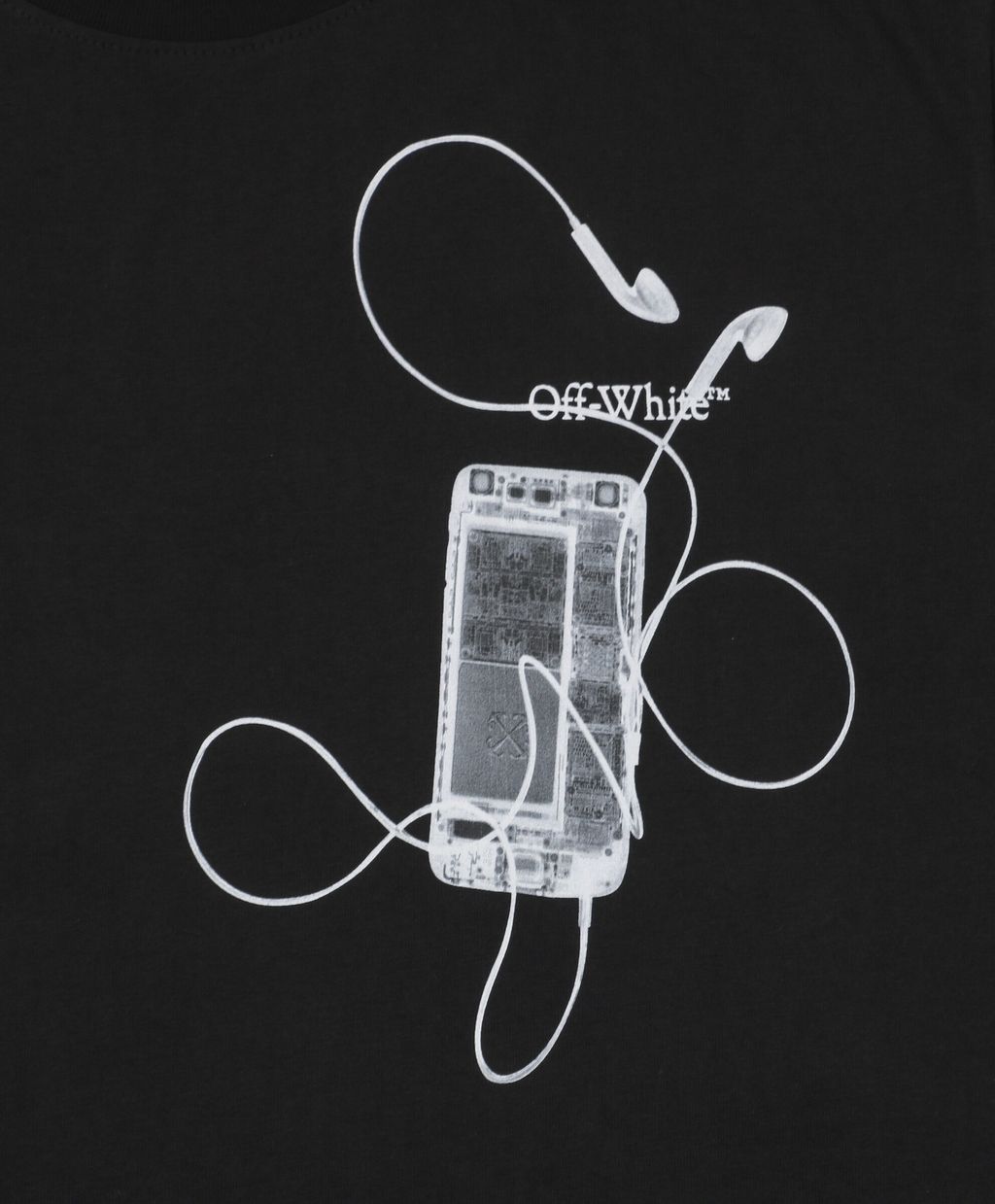 Off White digital headphone arrow print T-shirt 240g 100 cotton jersey oversized streetwear tee Mimaki graphic woven neck label sizes XS-L