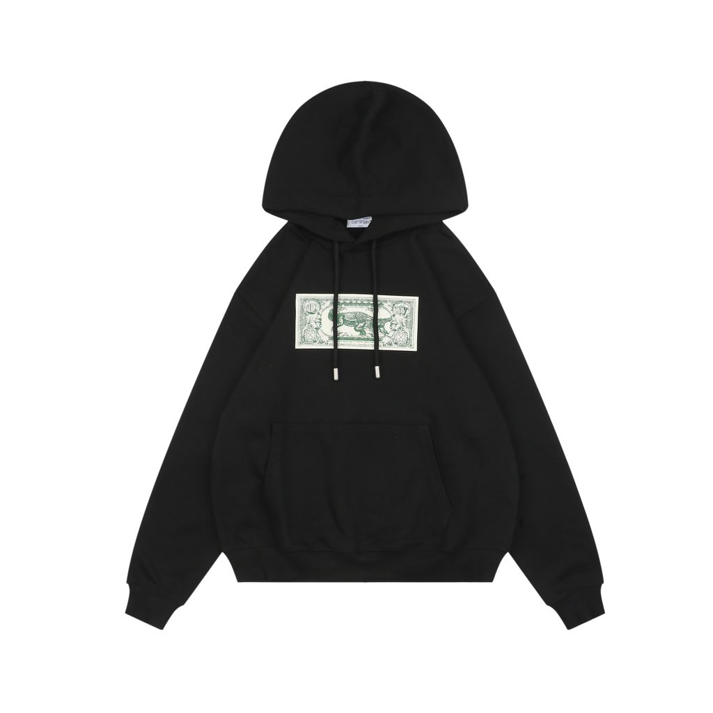 Off White crocodile dollar print hoodie 400g cotton loopback oversized pullover large hood drop shoulder Mimaki 8 screen graphic sizes XS-L