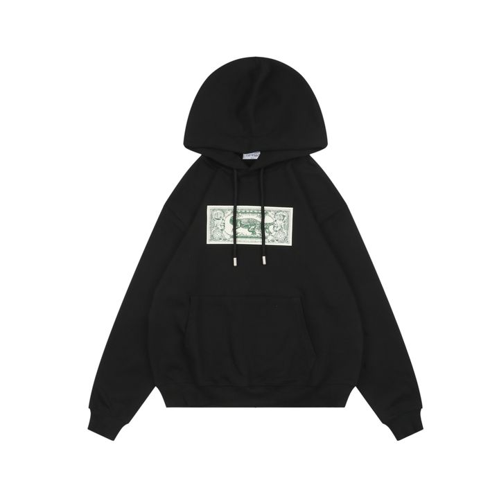 Off White crocodile dollar print hoodie 400g cotton loopback oversized pullover large hood drop shoulder Mimaki 8 screen graphic sizes XS-L