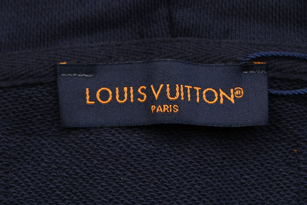 Louis Vuitton small logo Monogram letter embroidered hoodie 400g combed cotton custom dyed heavyweight relaxed pullover sweatshirt sizes S-XL