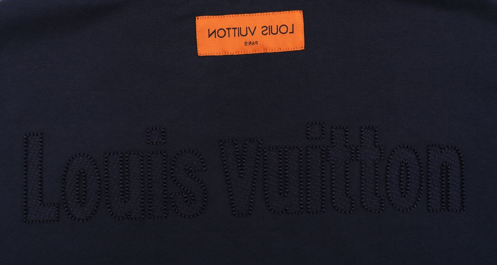Louis Vuitton small logo Monogram letter embroidered hoodie 400g combed cotton custom dyed heavyweight relaxed pullover sweatshirt sizes S-XL