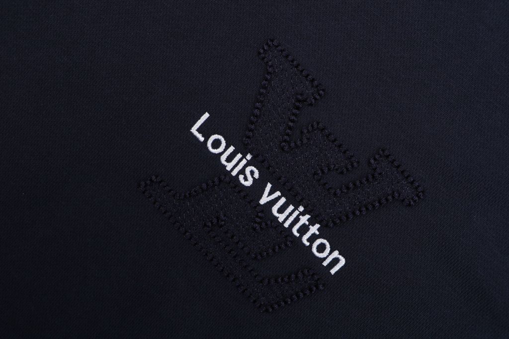 Louis Vuitton small logo Monogram letter embroidered hoodie 400g combed cotton custom dyed heavyweight relaxed pullover sweatshirt sizes S-XL