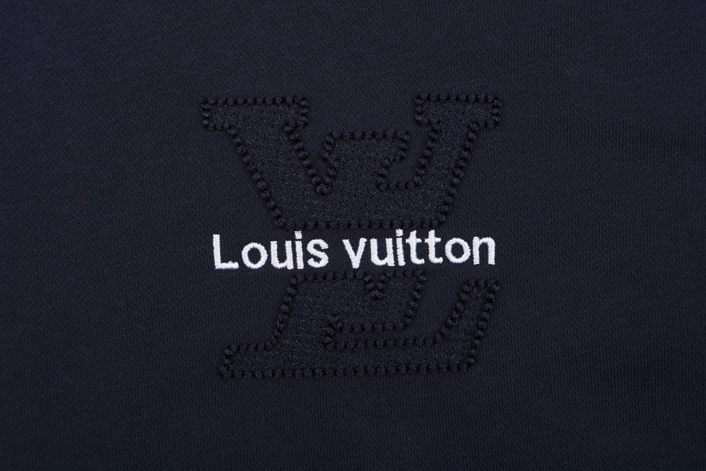 Louis Vuitton small logo Monogram letter embroidered hoodie 400g combed cotton custom dyed heavyweight relaxed pullover sweatshirt sizes S-XL