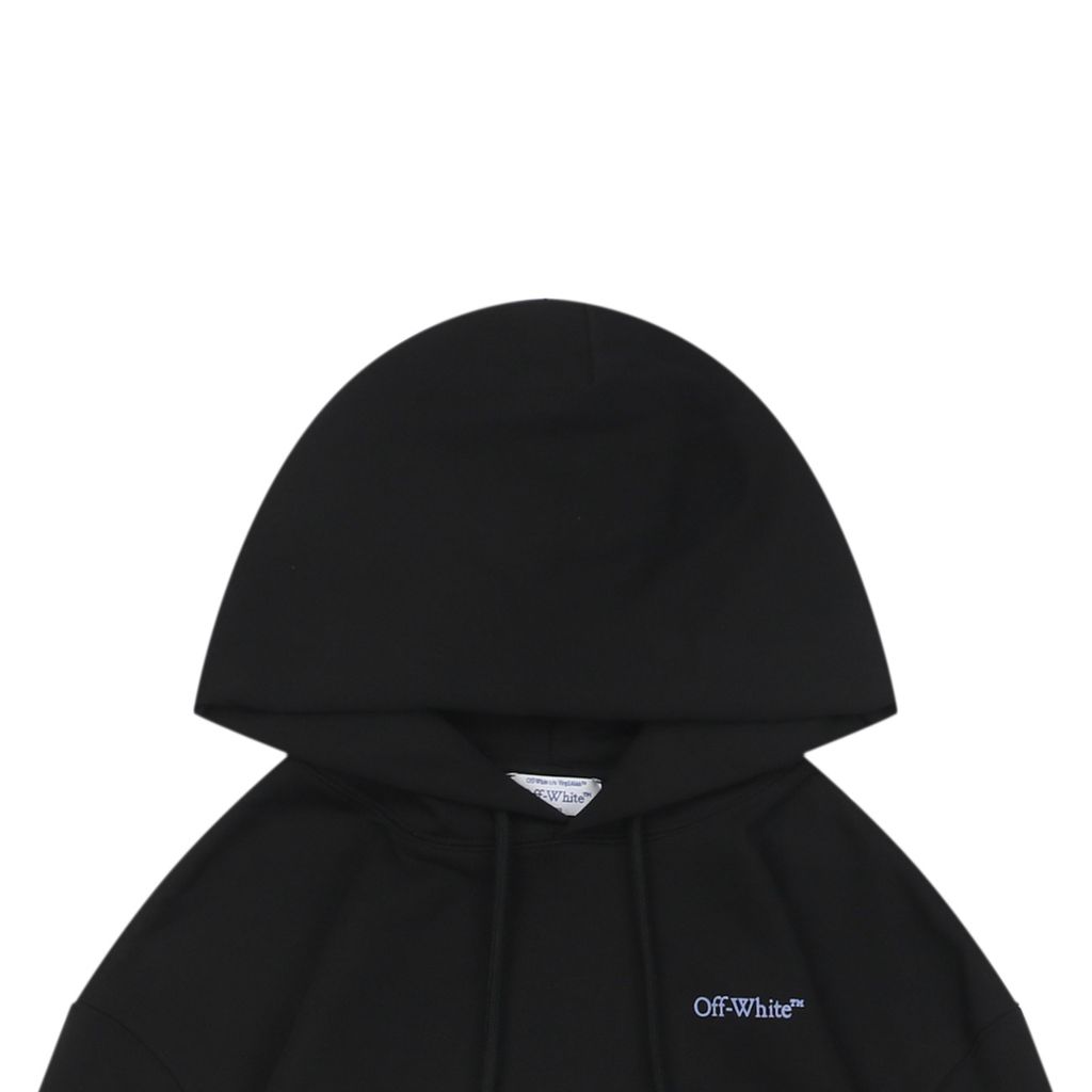 Off White portrait overlay Arrow print hoodie 400g cotton loopback fabric Mimaki graphic custom dyed ribbing pre shrunk pullover sizes XS-L