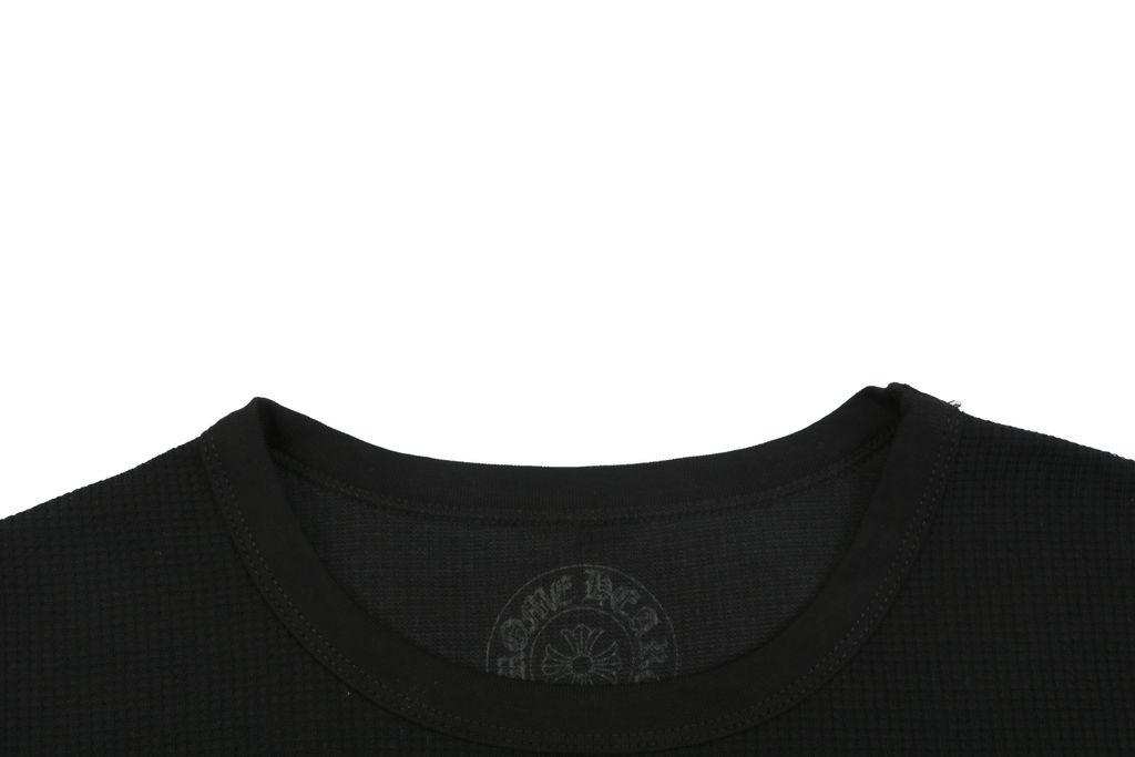 Chrome Hearts waffle cross sleeve tattoo Sanskrit scroll print long sleeve T-shirt 180g cotton brushed waffle relaxed unisex graphic tee sizes S-L