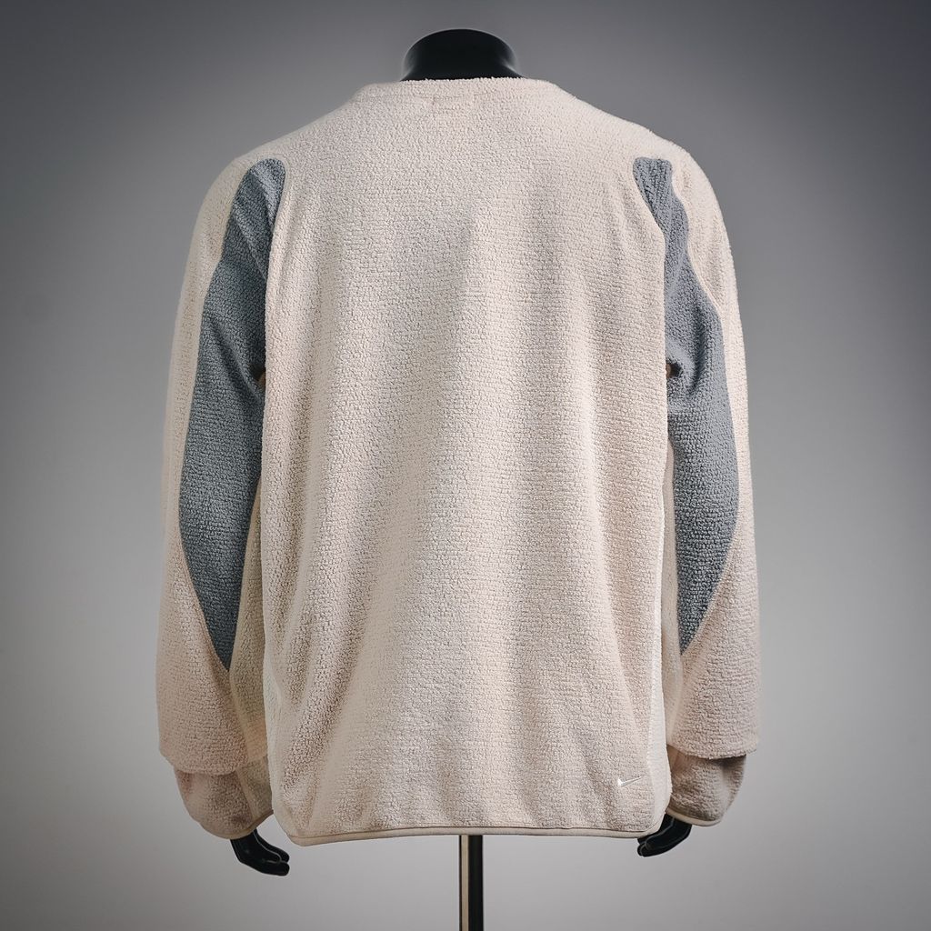 Nike ACG Polartec Air Fleece crew neck long sleeve beige lightweight breathable quick drying contrast panel outdoor performance top sizes S-XL