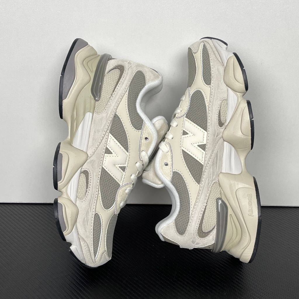 New Balance 9060 U90609OG Grey White Sneakers with Suede Mesh Upper and Chunky Running-Inspired Sole