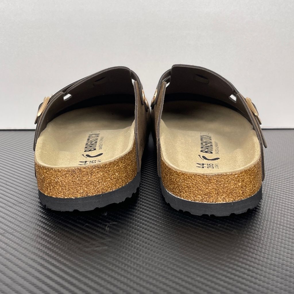 Birkenstock Blair 1032885 Carafe Brown Suede Clogs with Crossed Buckle Straps and Soft Cork Footbed