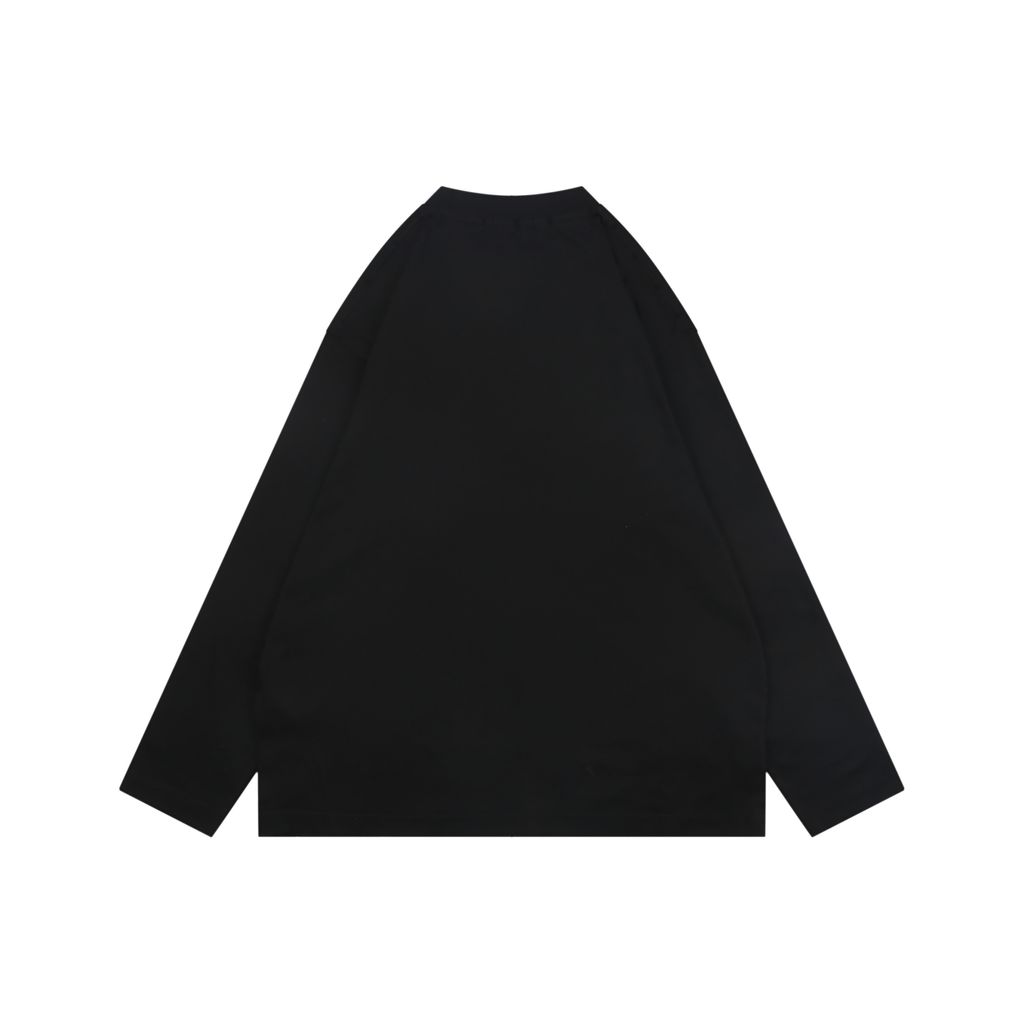 Balenciaga smoke ring letter long sleeve T-shirt 230g combed cotton custom dyed relaxed fit ribbed crew neck washed streetwear tee sizes S-XL