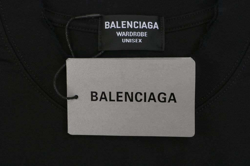 Balenciaga smoke ring letter long sleeve T-shirt 230g combed cotton custom dyed relaxed fit ribbed crew neck washed streetwear tee sizes S-XL